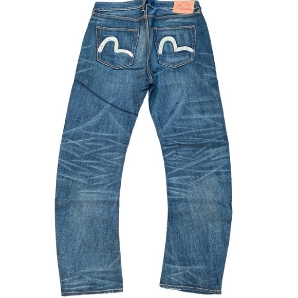 RARE Vintage Curved Leg Evisu Jeans Size 36 Blue - Picture 5 of 14